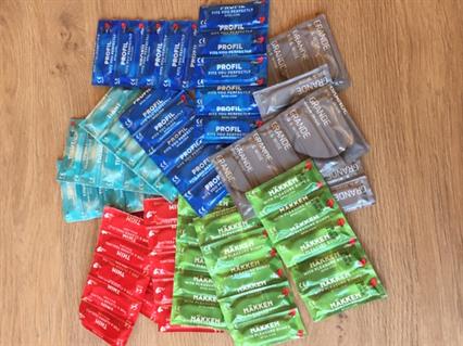 Kondomer. 2.500 stk., blandede